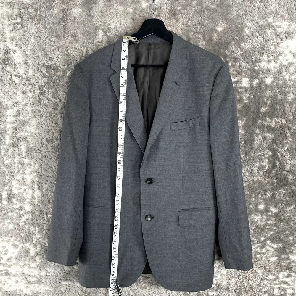 Guabello Sz‎ 40R Super 130 Wool Woven In Italy Career Nocked Blazer Jacket Gray